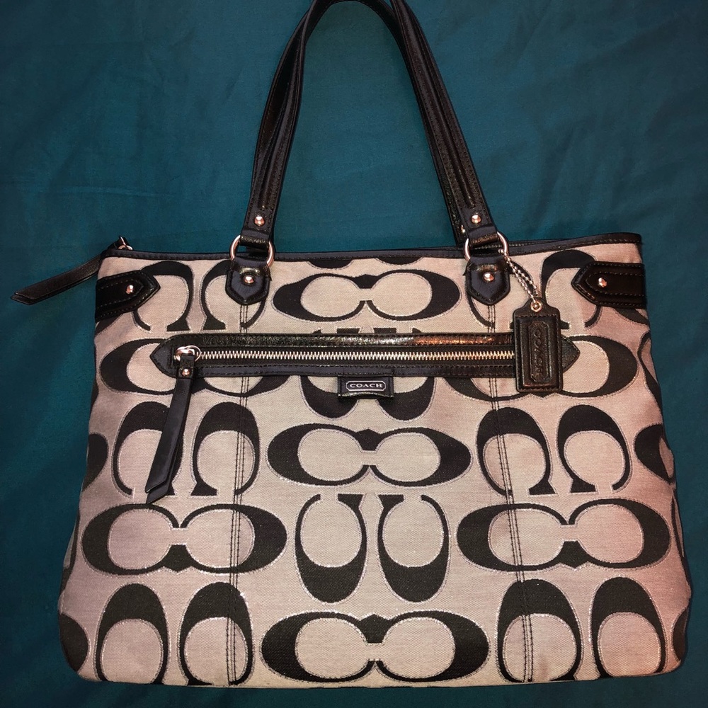 Coach Emma Tote-Black, Gray, & Silver.  New!!